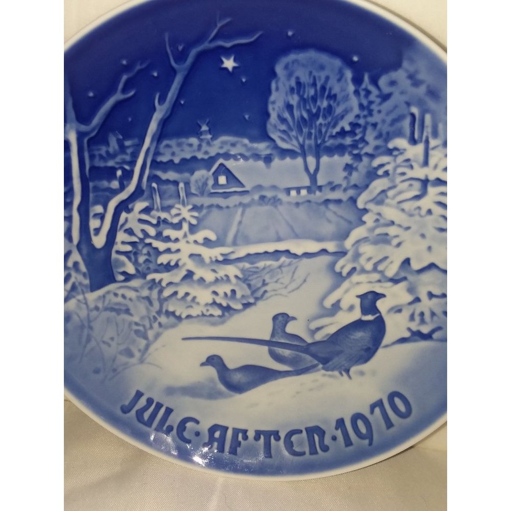 Bing Grondahl Copenhagen Collectors Plate B&G 1970 White Pheasants snow